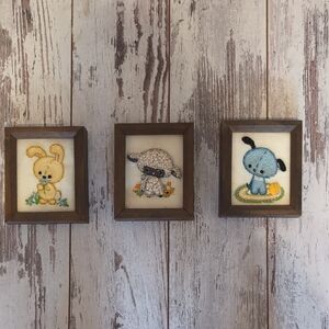 Cute Animal Embroidery Wall Art Set